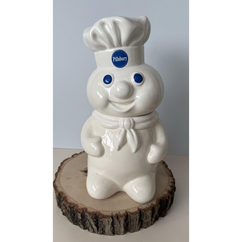 Vintage 1988 Pillsbury Doughboy Ceramic Cookie Jar 12" w/ Lid Collectible